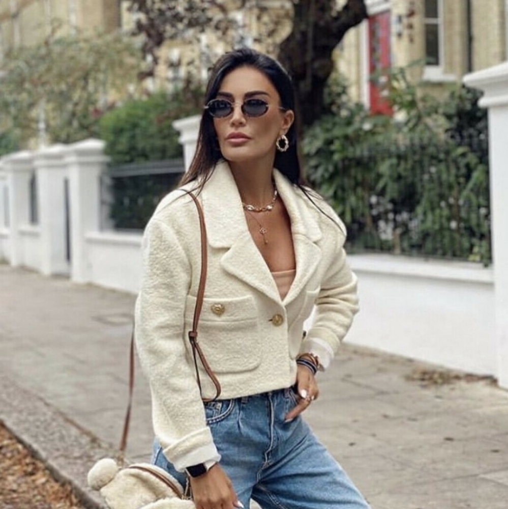 Zara * Cropped Textured Blazer Coat - Picture 8 of 16